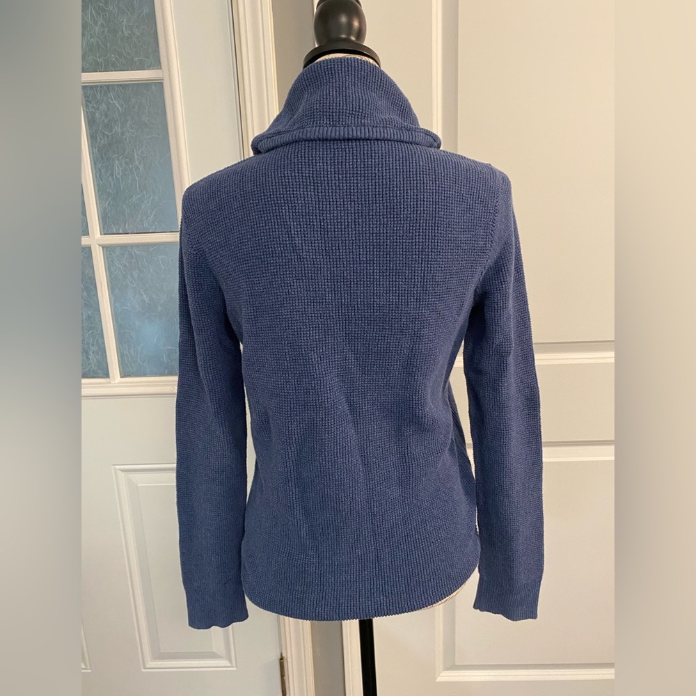 Lauren Ralph Lauren 100% Cotton Blue Sweater with Tube Neck and Ties - Large/L C - Picture 2 of 7